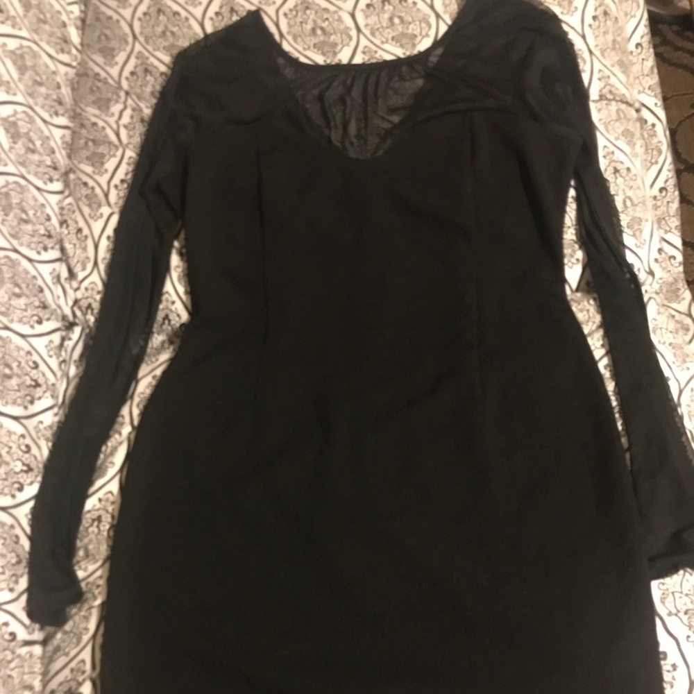 BCBGeneration Mesh Sweetheart Neckline Dress